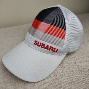 Vintage SUBARU Hat Strapback Adjustable Mesh Back White Embroidered Retro